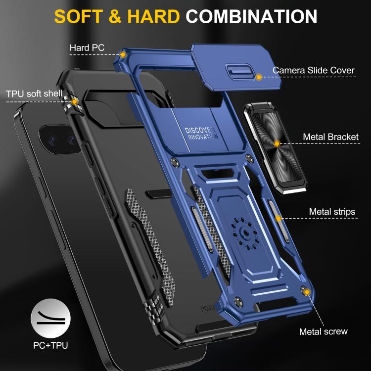 For Google Pixel 9a Armor PC + TPU Camera Shield Phone Case