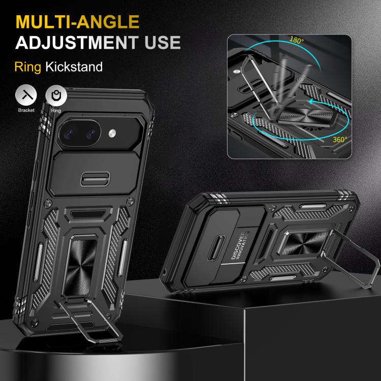 For Google Pixel 9a Armor PC + TPU Camera Shield Phone Case