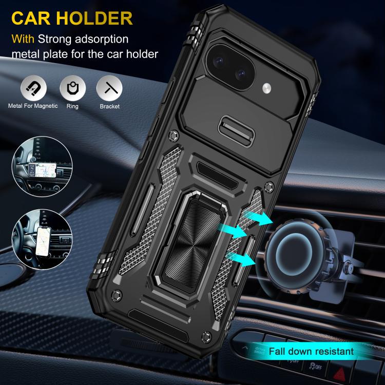 For Google Pixel 9a Armor PC + TPU Camera Shield Phone Case