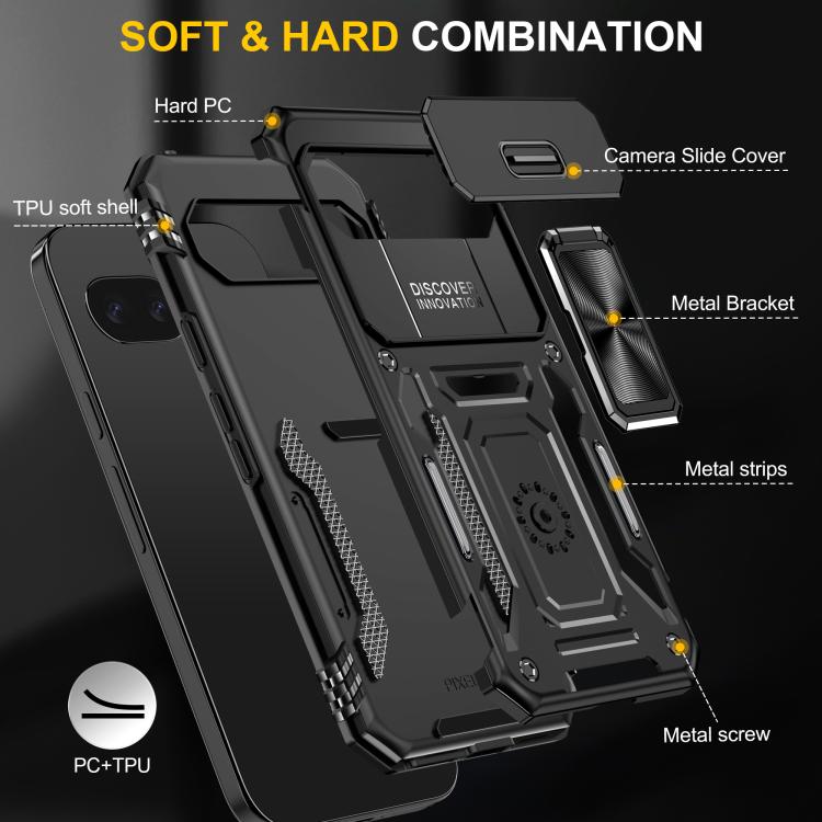 For Google Pixel 9a Armor PC + TPU Camera Shield Phone Case