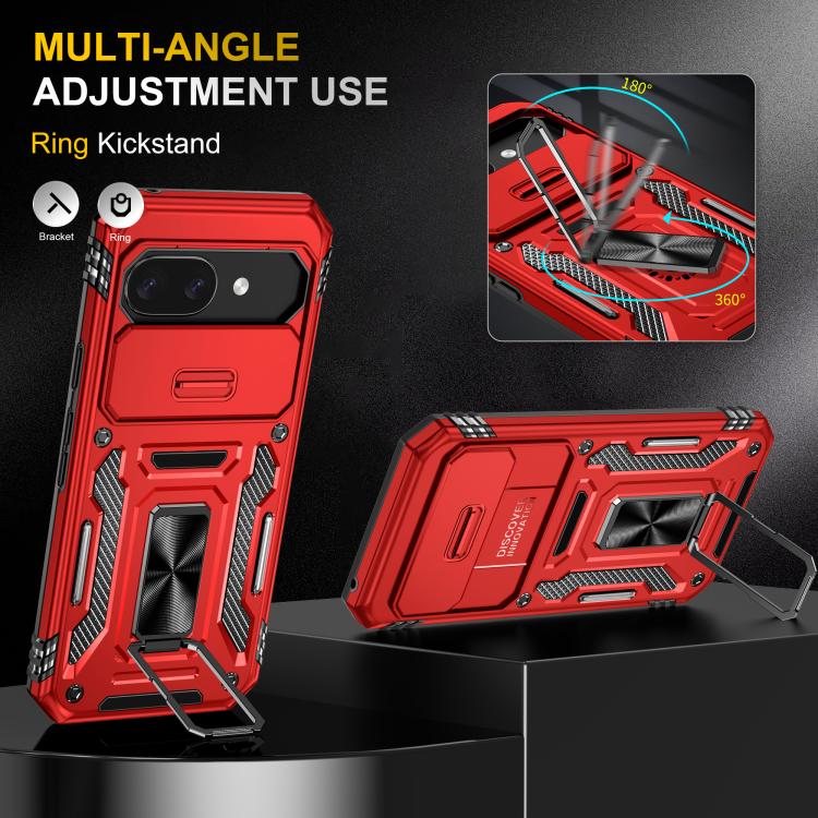 For Google Pixel 9a Armor PC + TPU Camera Shield Phone Case