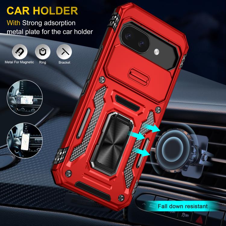 For Google Pixel 9a Armor PC + TPU Camera Shield Phone Case
