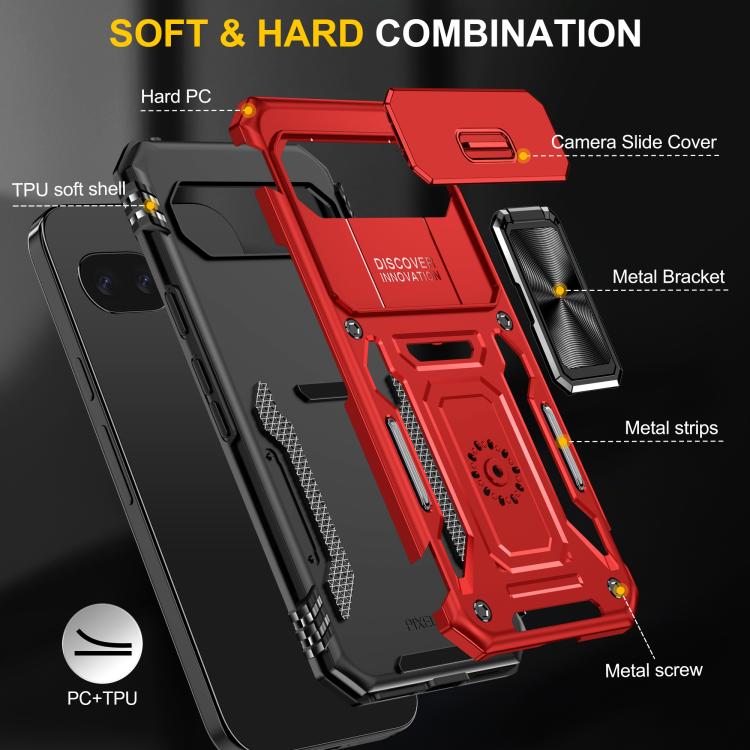 For Google Pixel 9a Armor PC + TPU Camera Shield Phone Case