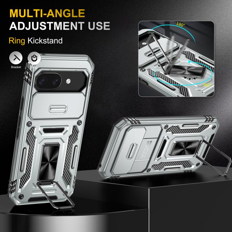 For Google Pixel 9a Armor PC + TPU Camera Shield Phone Case