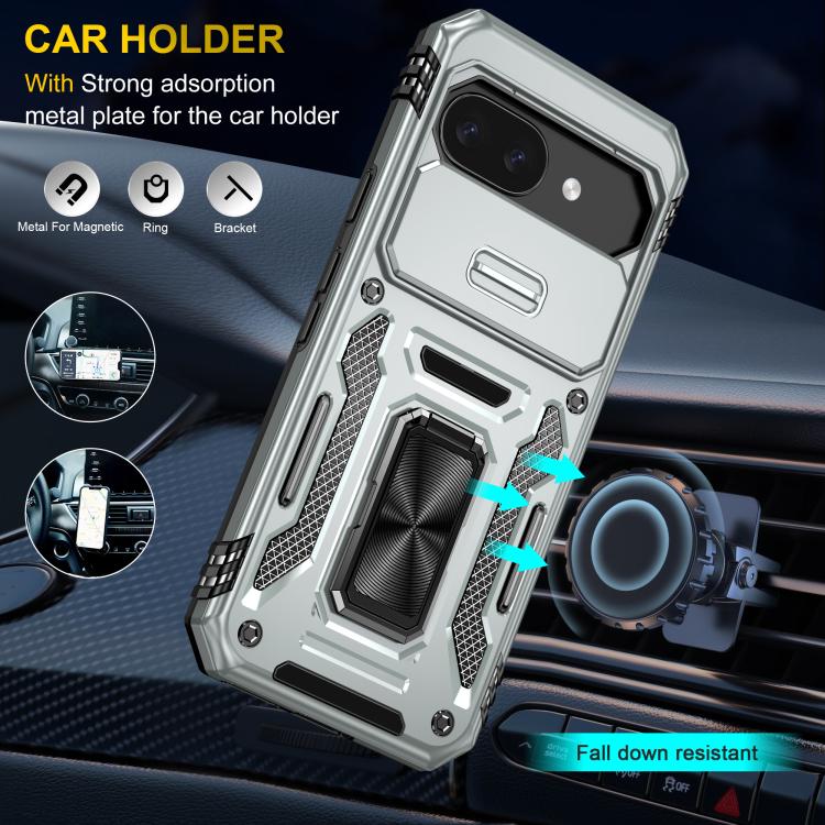 For Google Pixel 9a Armor PC + TPU Camera Shield Phone Case