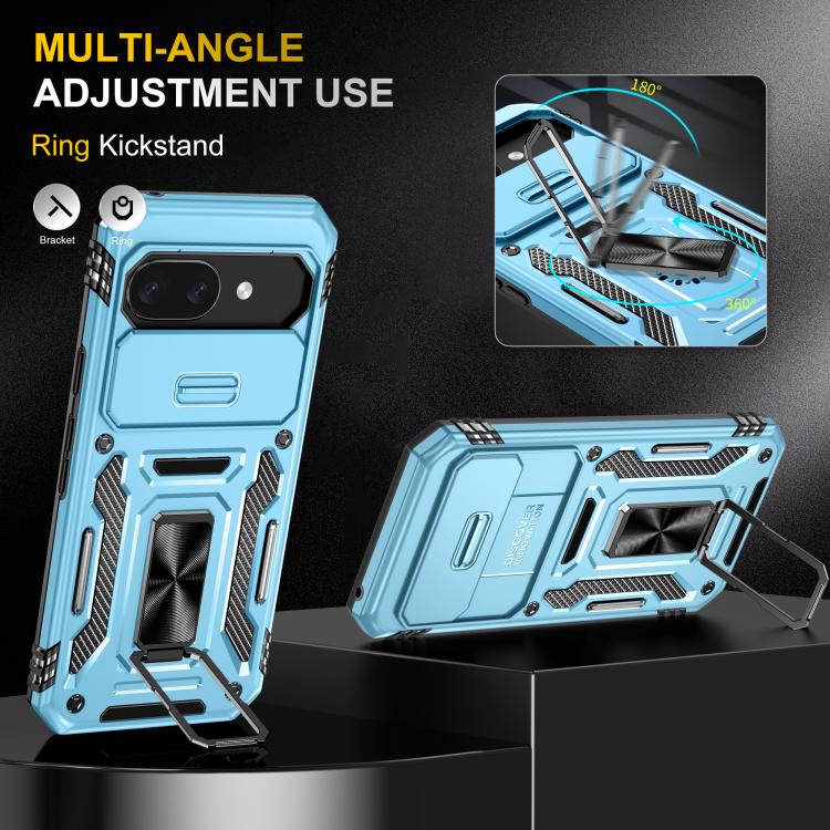 For Google Pixel 9a Armor PC + TPU Camera Shield Phone Case