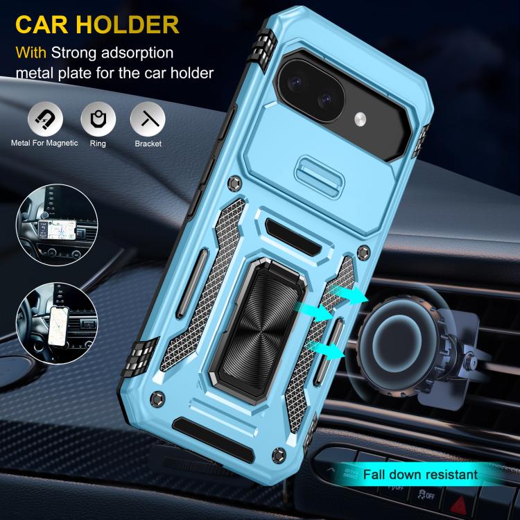 For Google Pixel 9a Armor PC + TPU Camera Shield Phone Case