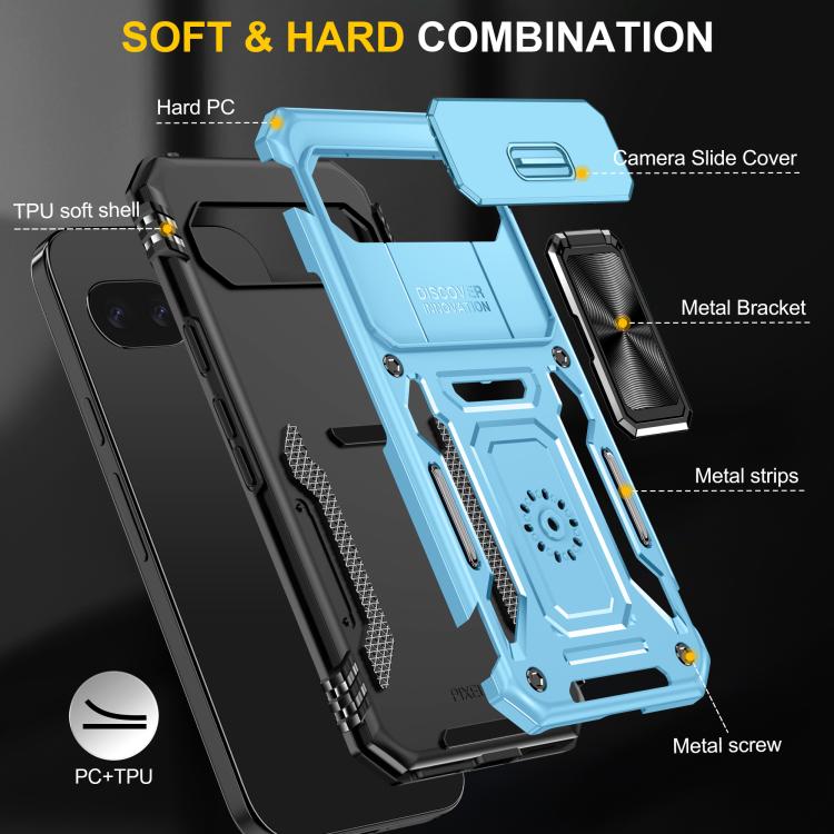 For Google Pixel 9a Armor PC + TPU Camera Shield Phone Case