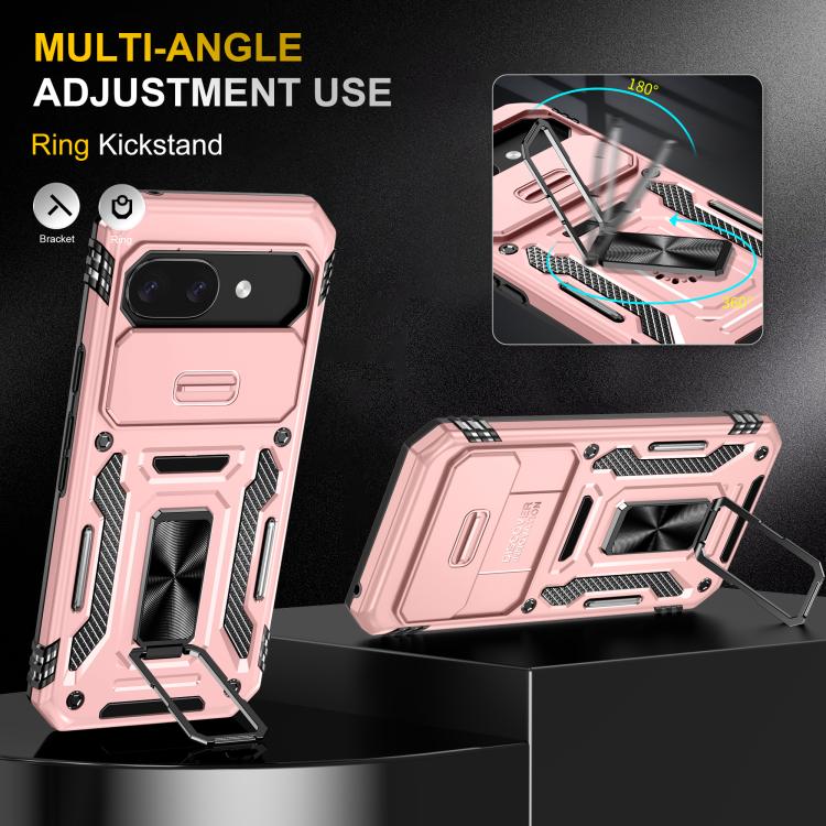 For Google Pixel 9a Armor PC + TPU Camera Shield Phone Case