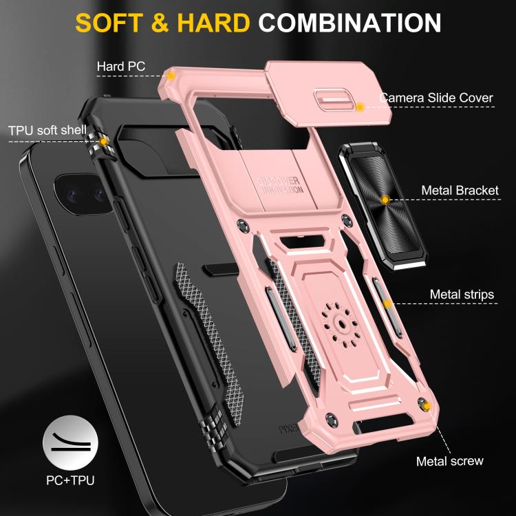 For Google Pixel 9a Armor PC + TPU Camera Shield Phone Case