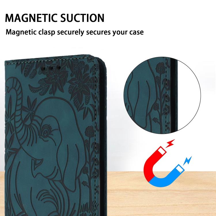For Redmi Note 14 4G 164.84mm Retro Elephant Embossed Leather Phone Case