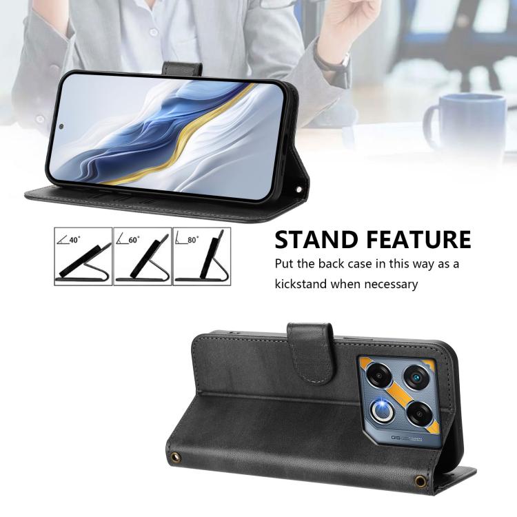 For Infinix GT 20 Pro 5G Line Splicing Buckle Retro Leather Phone Case