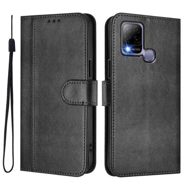 For Infinix Hot 10T / Hot 10S Line Splicing Buckle Retro Leather Phone Case