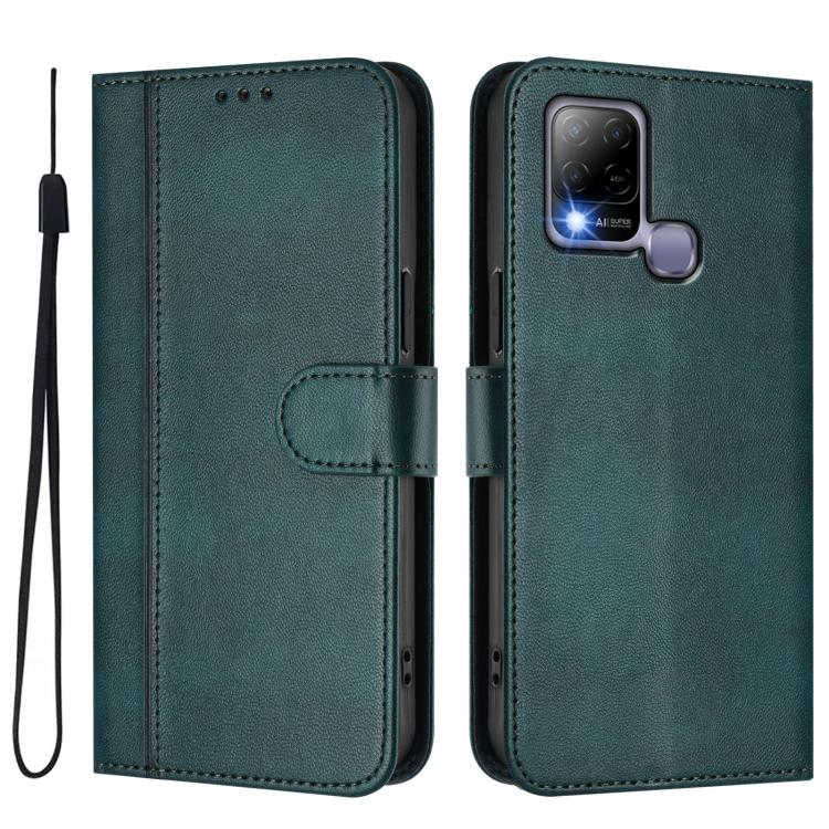 For Infinix Hot 10T / Hot 10S Line Splicing Buckle Retro Leather Phone Case