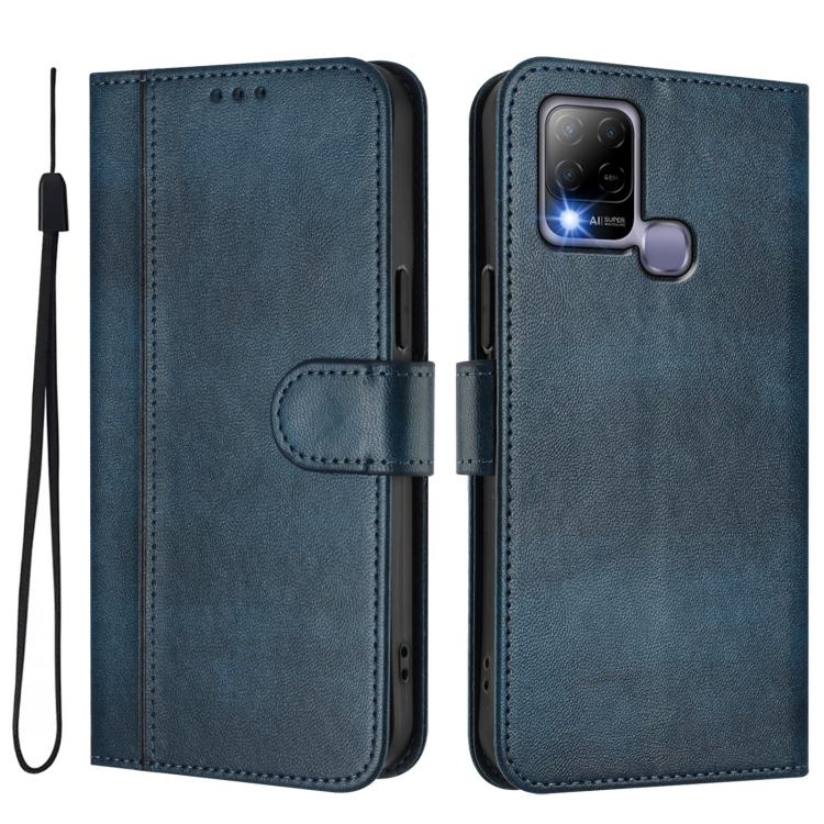 For Infinix Hot 10T / Hot 10S Line Splicing Buckle Retro Leather Phone Case