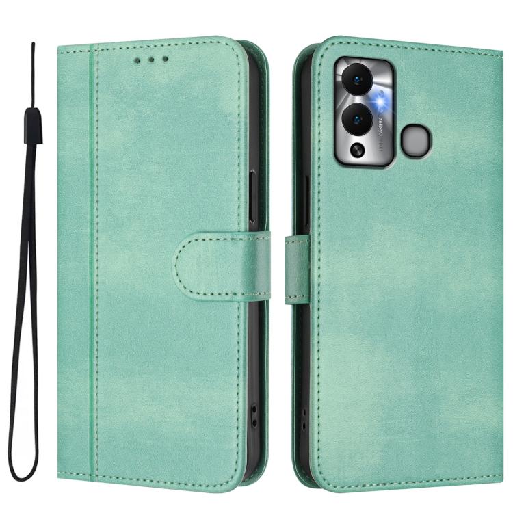 For Infinix Hot 12 Play Line Splicing Buckle Retro Leather Phone Case