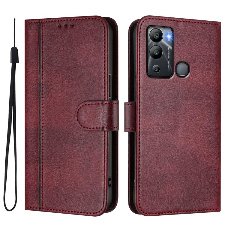 For Infinix Hot 12i / Hot 20i Line Splicing Buckle Retro Leather Phone Case