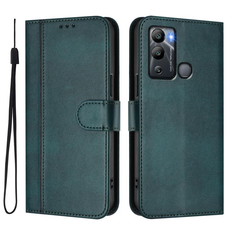 For Infinix Hot 12i / Hot 20i Line Splicing Buckle Retro Leather Phone Case