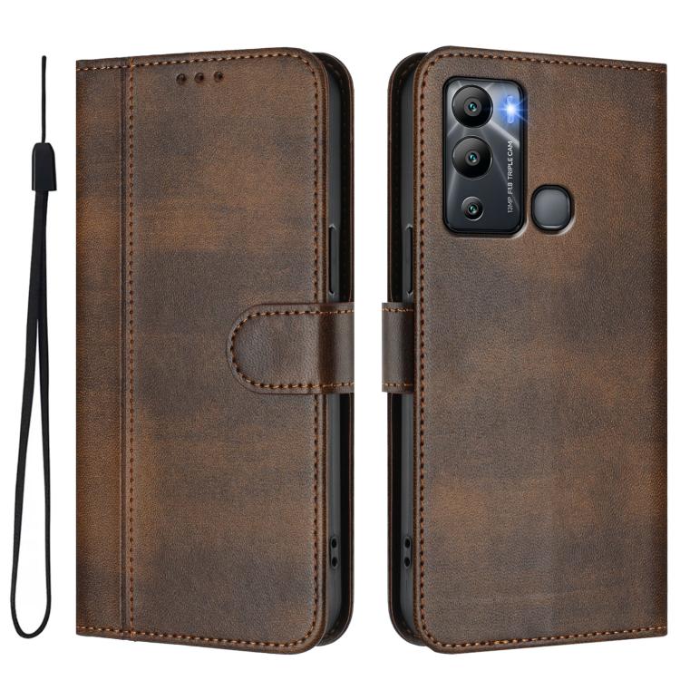 For Infinix Hot 12i / Hot 20i Line Splicing Buckle Retro Leather Phone Case