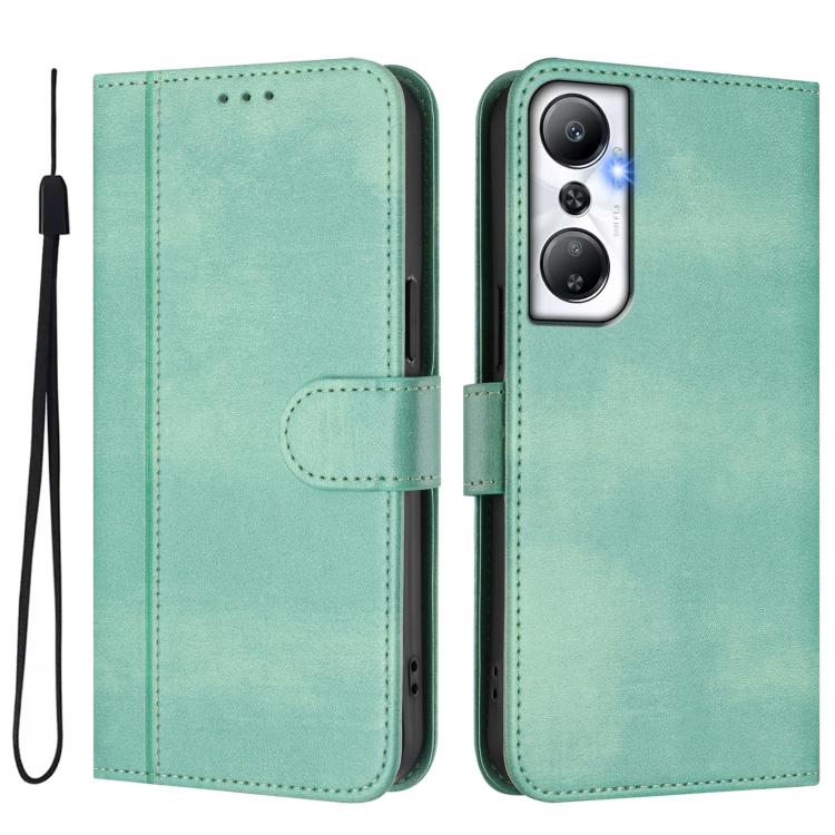 For Infinix Hot 20 4G Line Splicing Buckle Retro Leather Phone Case