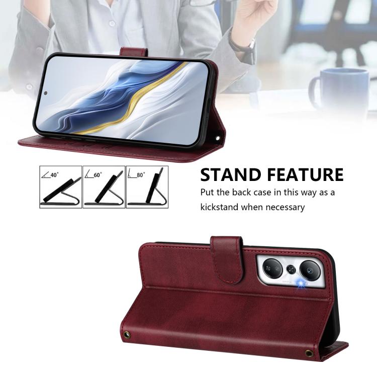 For Infinix Hot 20 4G Line Splicing Buckle Retro Leather Phone Case