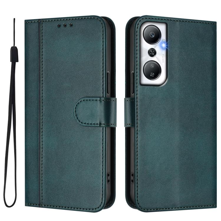 For Infinix Hot 20 4G Line Splicing Buckle Retro Leather Phone Case