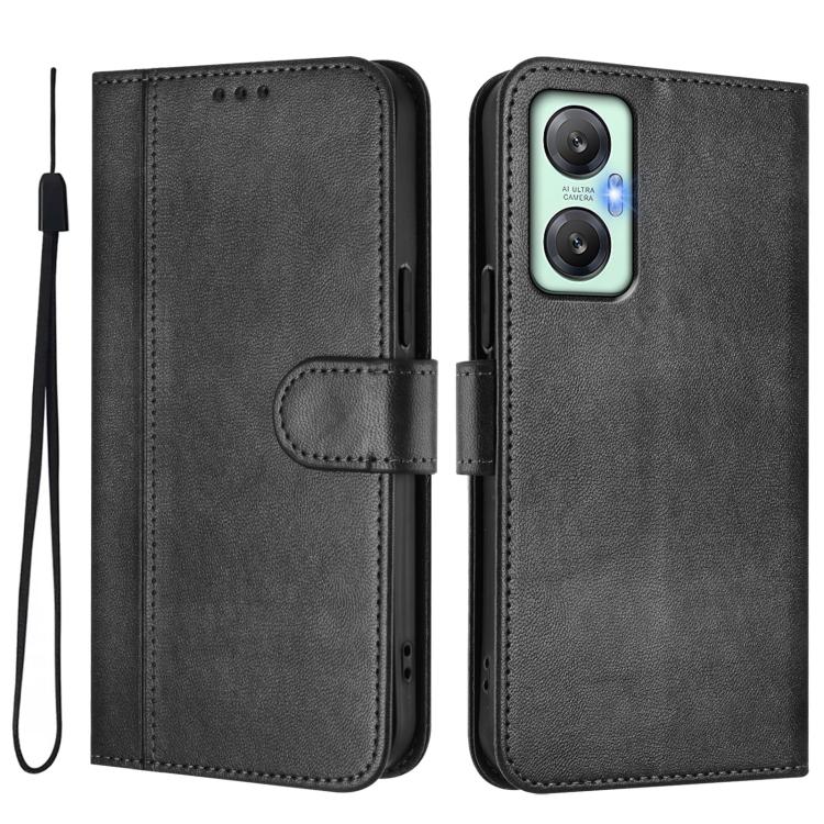For Infinix Hot 20 5G Line Splicing Buckle Retro Leather Phone Case
