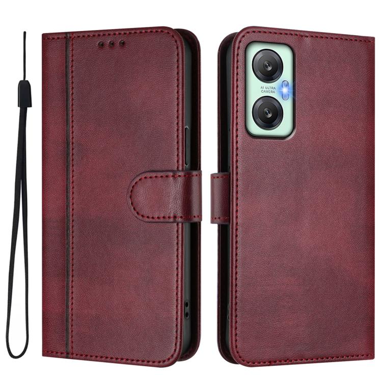 For Infinix Hot 20 5G Line Splicing Buckle Retro Leather Phone Case
