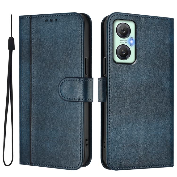 For Infinix Hot 20 5G Line Splicing Buckle Retro Leather Phone Case