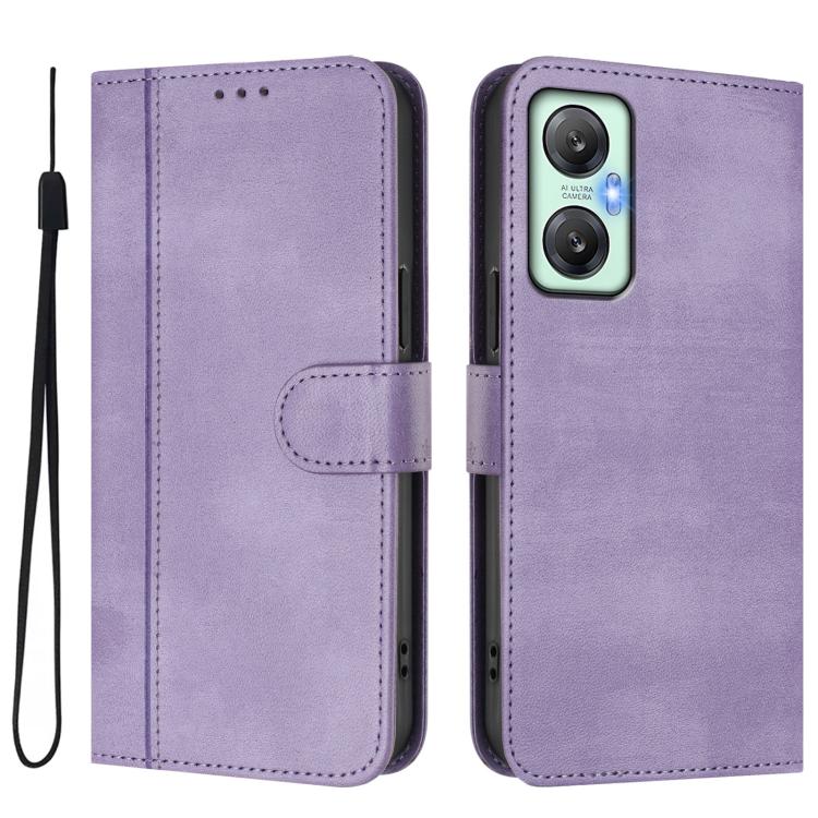 For Infinix Hot 20 5G Line Splicing Buckle Retro Leather Phone Case