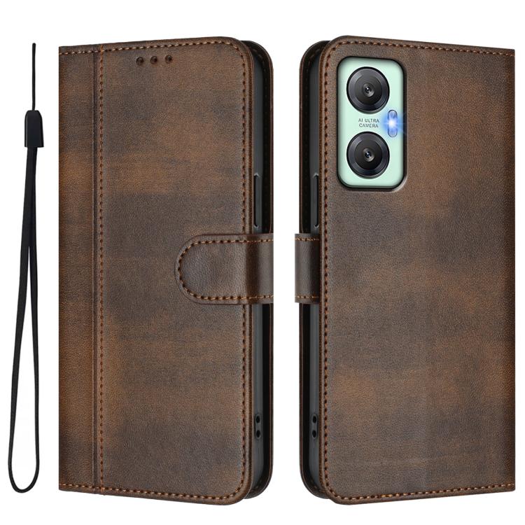 For Infinix Hot 20 5G Line Splicing Buckle Retro Leather Phone Case