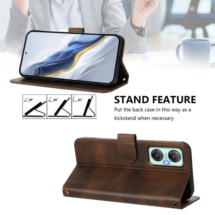 For Infinix Hot 20 5G Line Splicing Buckle Retro Leather Phone Case