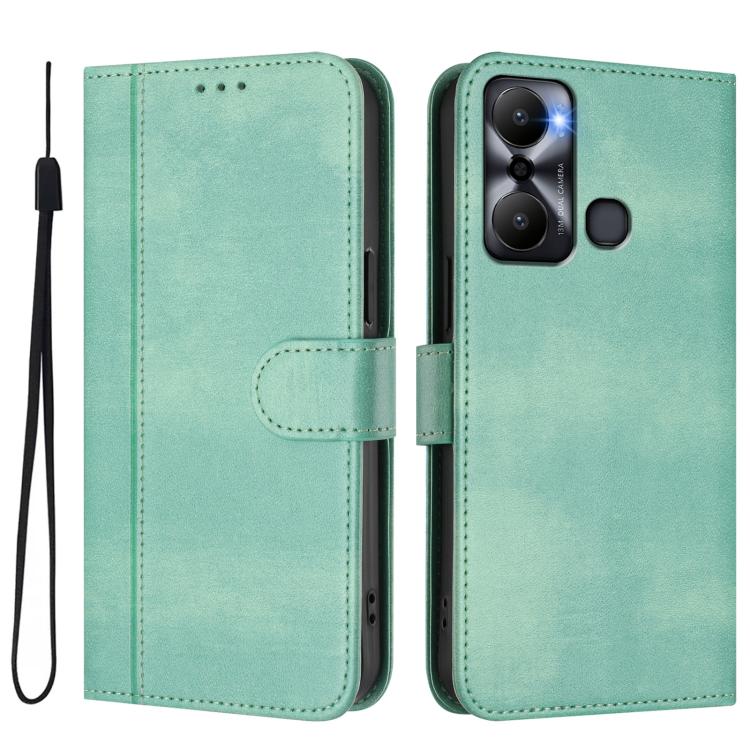 For Infinix Hot 20 Play Line Splicing Buckle Retro Leather Phone Case