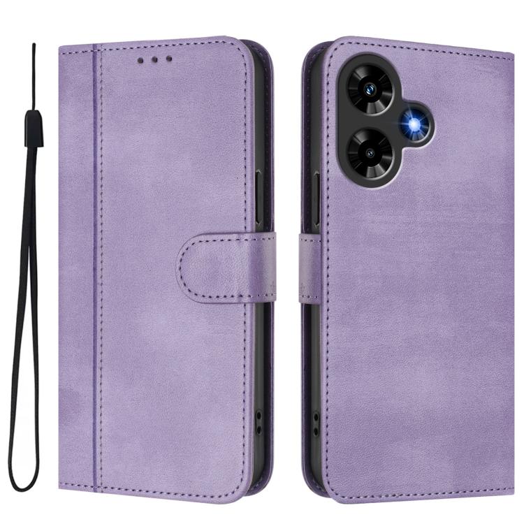 For Infinix Hot 30 4G Line Splicing Buckle Retro Leather Phone Case