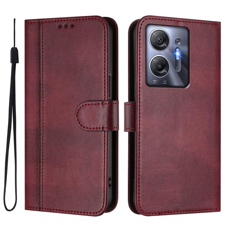 For Infinix Hot 30 5G Line Splicing Buckle Retro Leather Phone Case