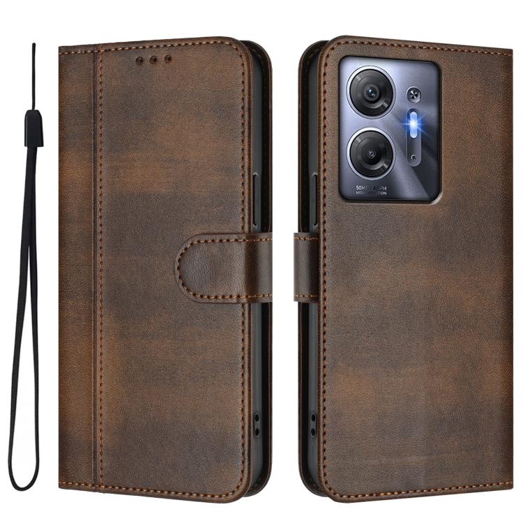 For Infinix Hot 30 5G Line Splicing Buckle Retro Leather Phone Case