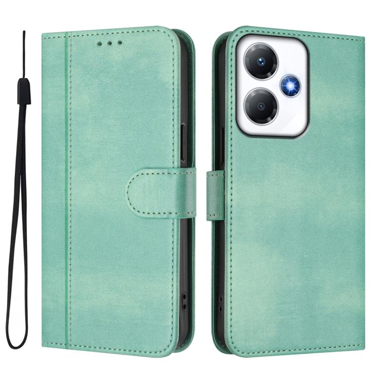 For Infinix Hot 30 Play 4G / Hot 30 Play NFC Line Splicing Buckle Retro Leather Phone Case