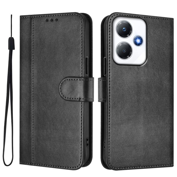 For Infinix Hot 30 Play 4G / Hot 30 Play NFC Line Splicing Buckle Retro Leather Phone Case
