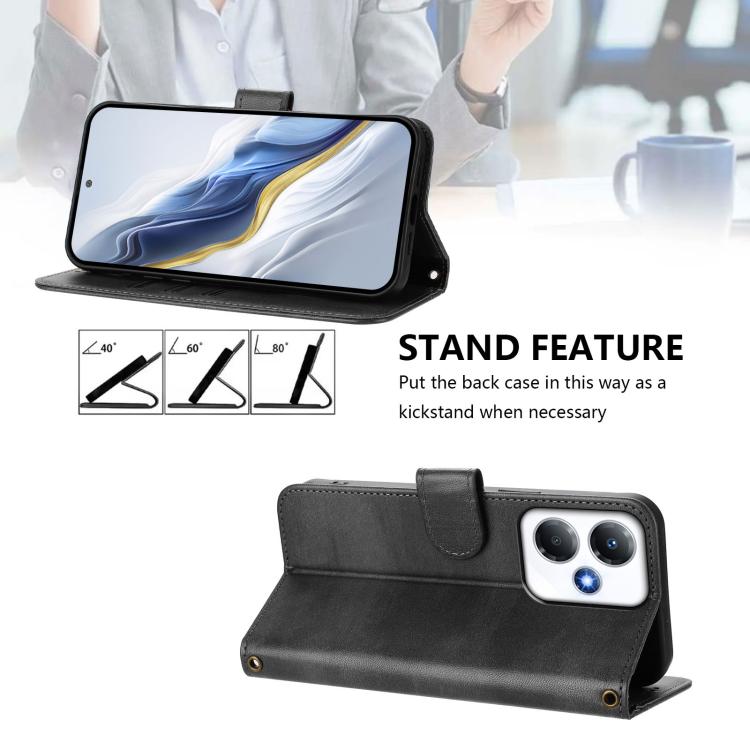 For Infinix Hot 30 Play 4G / Hot 30 Play NFC Line Splicing Buckle Retro Leather Phone Case