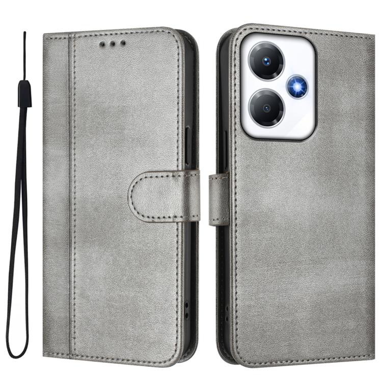For Infinix Hot 30 Play 4G / Hot 30 Play NFC Line Splicing Buckle Retro Leather Phone Case