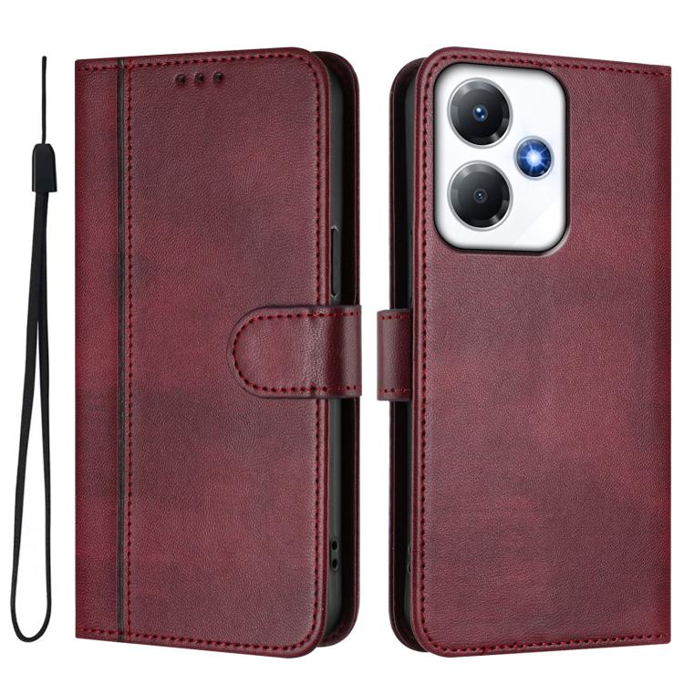 For Infinix Hot 30 Play 4G / Hot 30 Play NFC Line Splicing Buckle Retro Leather Phone Case