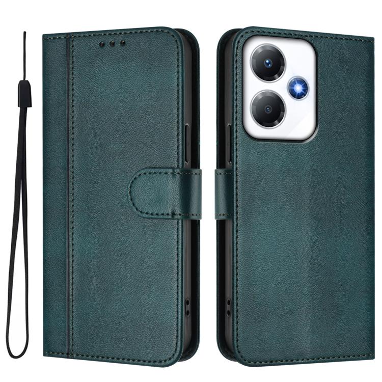 For Infinix Hot 30 Play 4G / Hot 30 Play NFC Line Splicing Buckle Retro Leather Phone Case