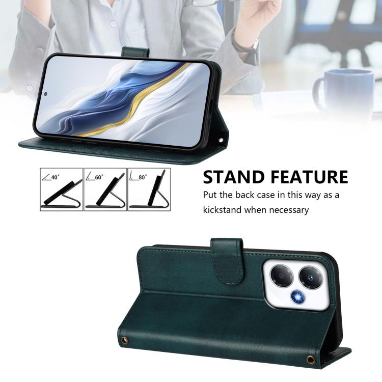 For Infinix Hot 30 Play 4G / Hot 30 Play NFC Line Splicing Buckle Retro Leather Phone Case