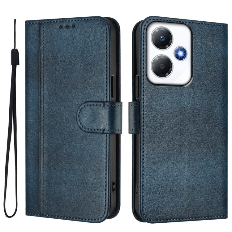 For Infinix Hot 30 Play 4G / Hot 30 Play NFC Line Splicing Buckle Retro Leather Phone Case