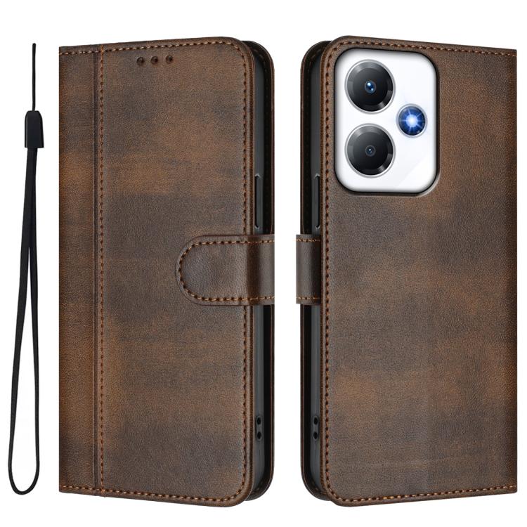 For Infinix Hot 30 Play 4G / Hot 30 Play NFC Line Splicing Buckle Retro Leather Phone Case