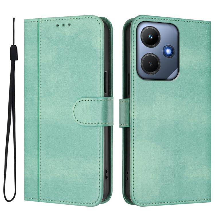 For Infinix Hot 30i Line Splicing Buckle Retro Leather Phone Case