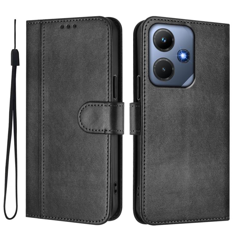 For Infinix Hot 30i Line Splicing Buckle Retro Leather Phone Case