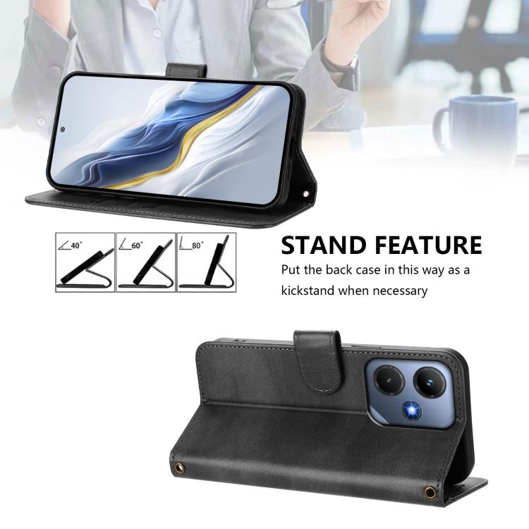 For Infinix Hot 30i Line Splicing Buckle Retro Leather Phone Case