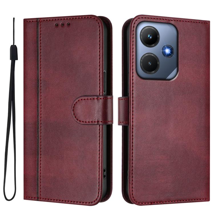 For Infinix Hot 30i Line Splicing Buckle Retro Leather Phone Case