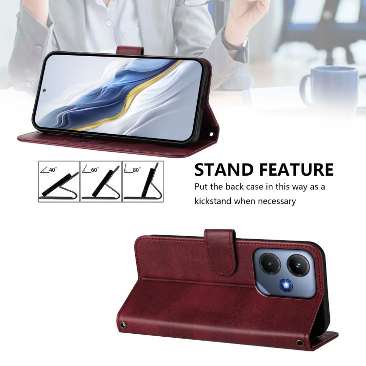 For Infinix Hot 30i Line Splicing Buckle Retro Leather Phone Case